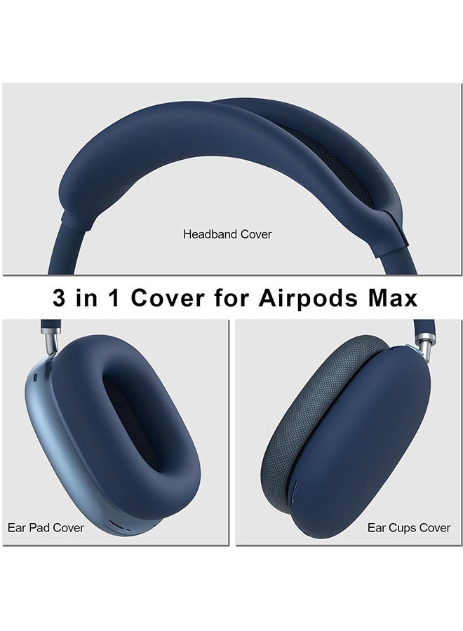 غنافوتو حافظة لسماعات Airpods Max، غطاء حماية من السيليكون الناعم لسماعات Apple Airpod Max، غطاء حماية ناعم من السيليكون لحافظات ملحقات Apple Airpod Max أزرق - Image 3