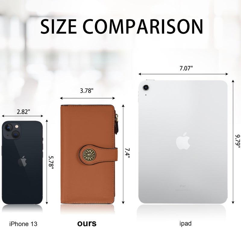 Travelambo Women's Wallet RFID Blocking Trifold Clutch Large Capacity Credit Card Holder Travel Purse - Image 4