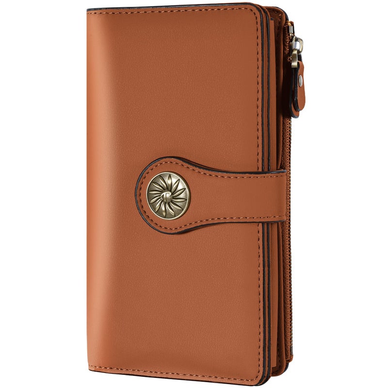 Travelambo Women's Wallet RFID Blocking Trifold Clutch Large Capacity Credit Card Holder Travel Purse - Image 1