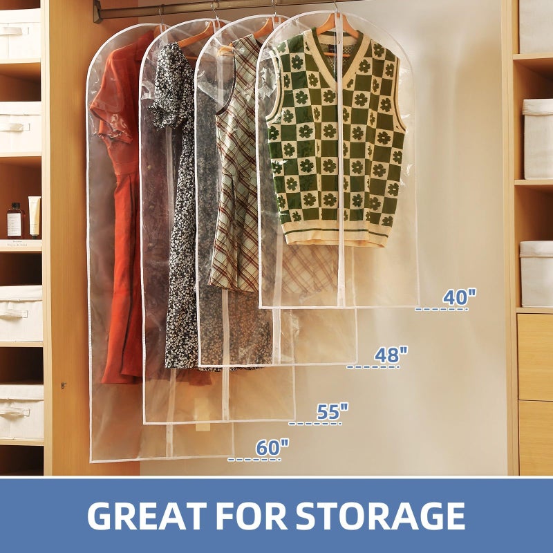 Perber 40"" All Clear Garment Bags For Hanging Clothes  12 Packs Suit Bags For Closet Storage  Plastic Waterproof Suit Cover Bags With Zipper For Coats  Jackets  Shirts (Set Of 12) - Image 3