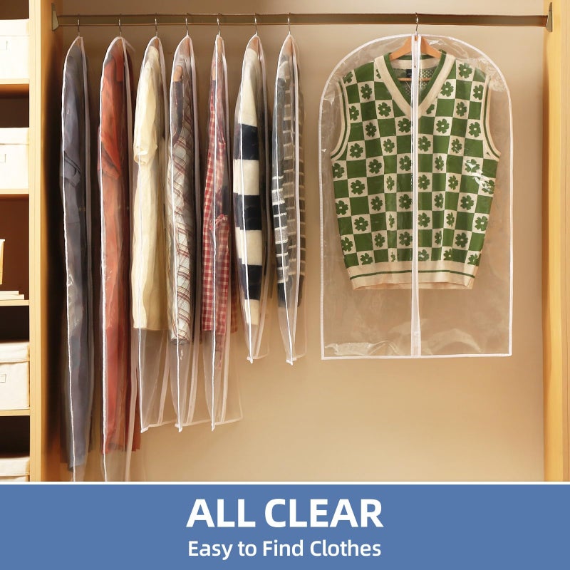 Perber 40"" All Clear Garment Bags For Hanging Clothes  12 Packs Suit Bags For Closet Storage  Plastic Waterproof Suit Cover Bags With Zipper For Coats  Jackets  Shirts (Set Of 12) - Image 2