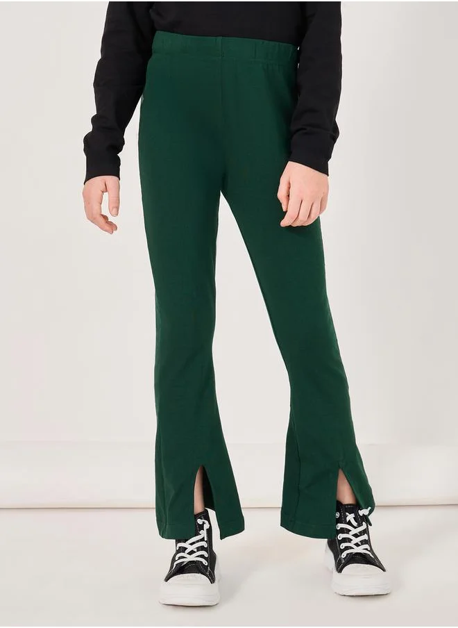 Styli Front Split Detail Solid Leggings