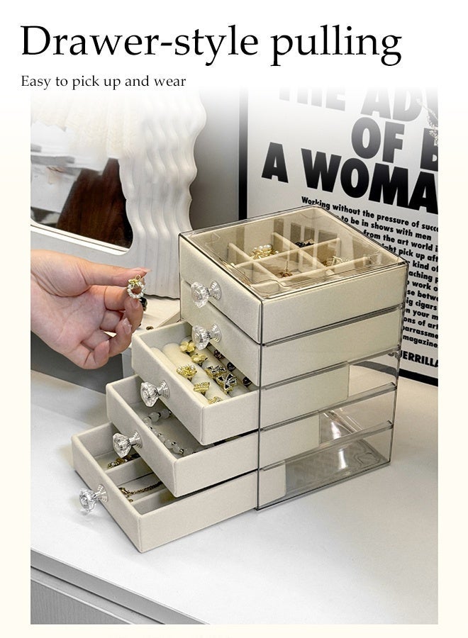 DUNISO Jewelry Box,5 Layers Jewelry Organizer,Portable Jewellery Holder,Jewelry Tray Storage Case,Durable and Sturdy, Dustproof，for Necklaces, Rings, Earrings, Bracelets，13*13*18.8cm ﻿ - Image 5