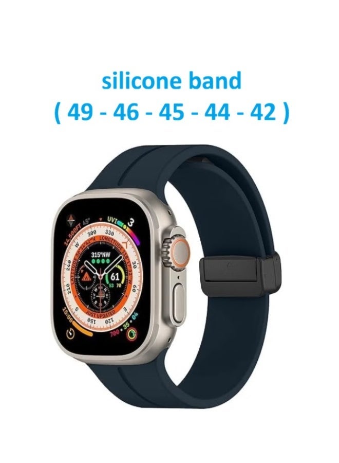 Magnetic silicone sport band for Apple Watch Ultra 49mm, 46mm, 45mm, 44mm, and 42mm - dark blue - Image 1