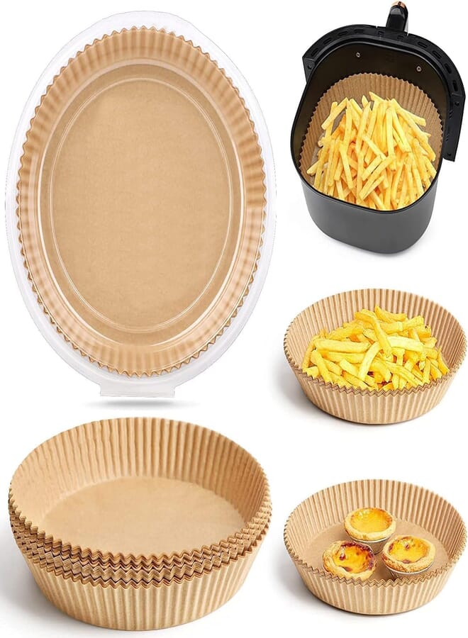 Baking Paper 50 Pieces Round Baking Trays Non-Flammable Non-Stick Food Parchment Hot Air Fryer Accessory 45 * 160