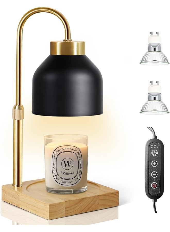 The Bros Candle Warmer Lamp, Dimmable Candle Wax Warmer with 2 Bulbs, Adjustable Height Electric Candle Warmer for Small and Large Jar Candles, Candle Melter Lamp for Home Decor (Black) - Image 1