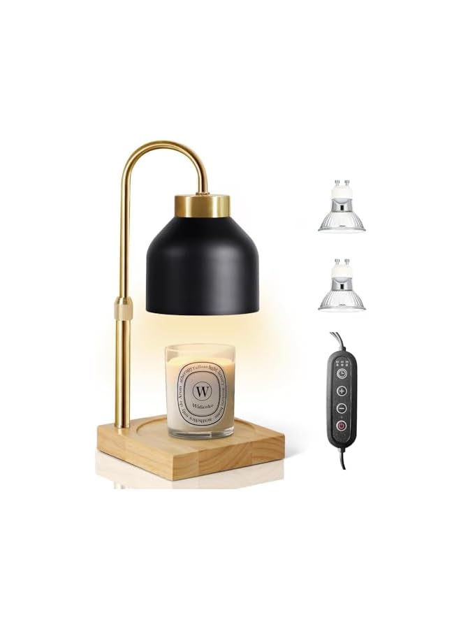 The Bros Candle Warmer Lamp, Dimmable Candle Wax Warmer with 2 Bulbs, Adjustable Height Electric Candle Warmer for Small and Large Jar Candles, Candle Melter Lamp for Home Decor (Black) - Image 2