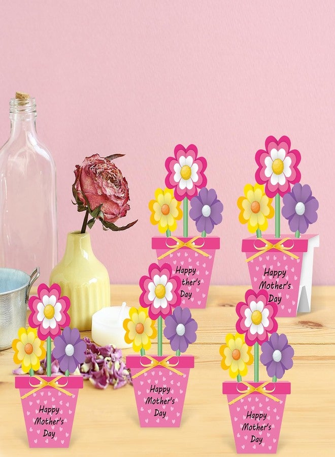 BeYumi Flower Pot Craft Kit - 24Pcs Mother's Day Pink Flower Pot Craft for Kids Make Your Own 3D Teacher Appreciation Week Bouquet Thankful Love Gift DIY Set Home School Classroom Fun Activities - Image 4