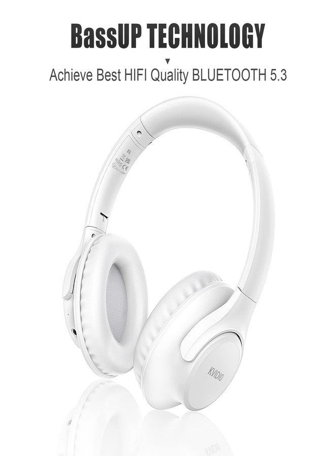 KVIDIO Bluetooth Headphones Over Ear, 65 Hours Playtime Wireless Headphones with Microphone, Foldable Lightweight Headset with Deep Bass, HiFi Stereo Sound Low Latency for Laptop PC Cellphone - Image 5