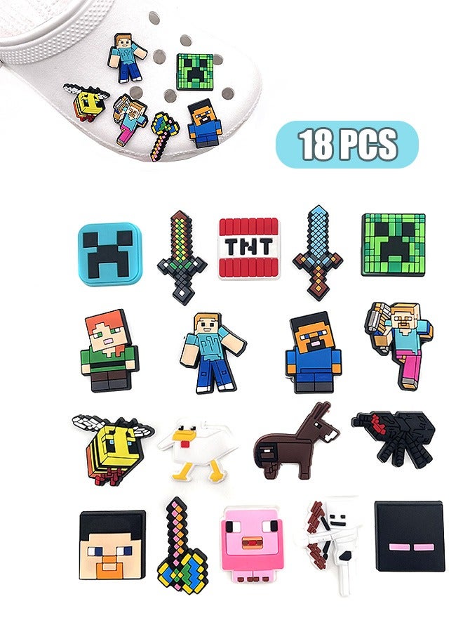 Shoe Decoration Charms, 18 Pcs Assorted Different Shoe Charm for Shoes Sandals Buckle Party Birthday Gift Charms Bracelet Wristband Decorations for Adult Men Women Kids - Image 1