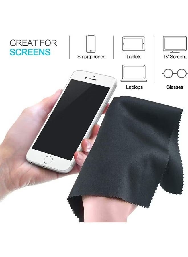 10 Piece Microfiber Cleaning Cloths for Eyeglasses Cameras Phone LCD TV Screens Tablets Grey Black - Image 3