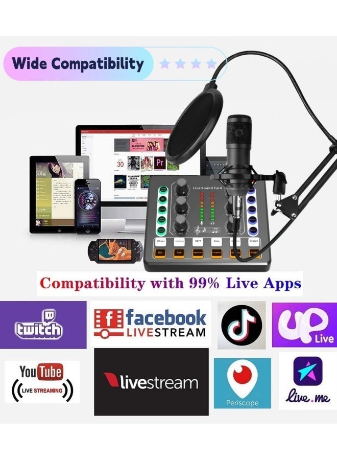 Podcast Equipment Bundle, BM-800 Recording Studio Package with Voice Changer, Live Sound Card - Audio Interface for Laptop Computer Vlog Living Broadcast Live Streaming - Image 5