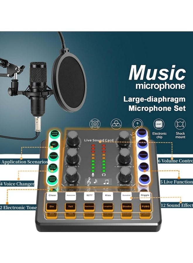 Podcast Equipment Bundle, BM-800 Recording Studio Package with Voice Changer, Live Sound Card - Audio Interface for Laptop Computer Vlog Living Broadcast Live Streaming - Image 3