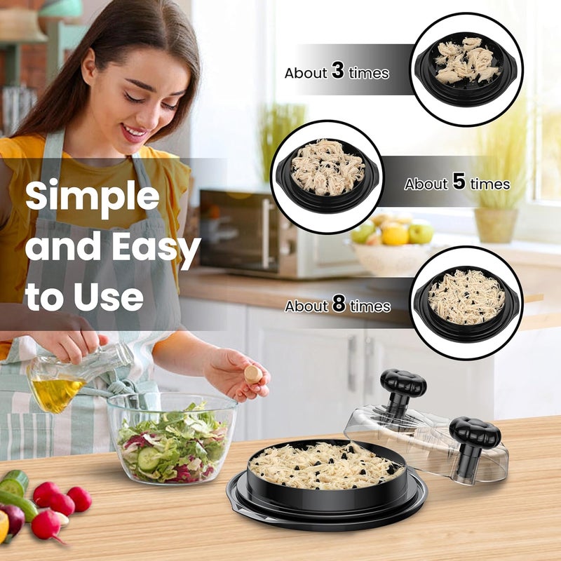 Beiyunee Chicken Shredder Tool Twist Large - 10'' Pro Meat Shredders for Chicken Breast,Visible Kitchen Gadgets Grinder Machine with Brush,Strong Anti-Slip Strip,Ergonomic Handle,BPA Free (Black) - Image 2