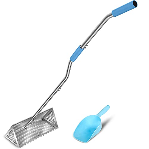 LOSTRONAUT Sand Flea Rake Pro, 52" Heavy Duty Beach Rake with Large 16" Basket, Sand Crab Catcher with Non-Slip Comfy Ergonomic Handle for Collecting Fleas, Shark Teeth, and Seashells - Beach Sifter - Image 1