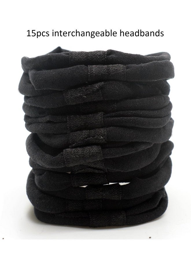 catin Super Soft Interchangeable Nylon Headbands Black Interchangeable Headbands for Bows, High Stretchy, 15pcs - Image 2