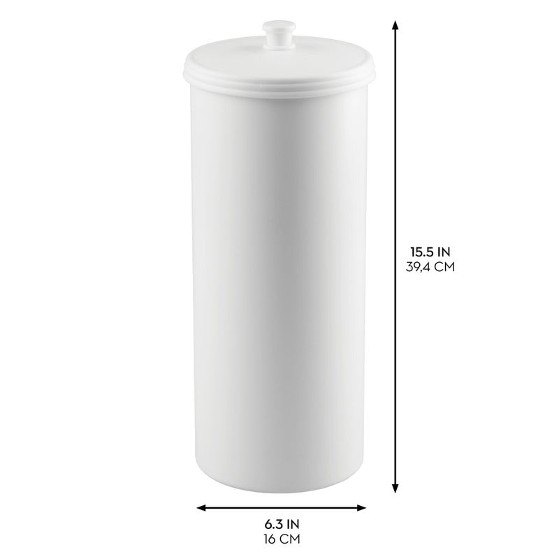 InterDesign iDesign Freestanding Bathroom Toilet Paper Storage Holder with Lid for 3 Extra Rolls, White - Image 3