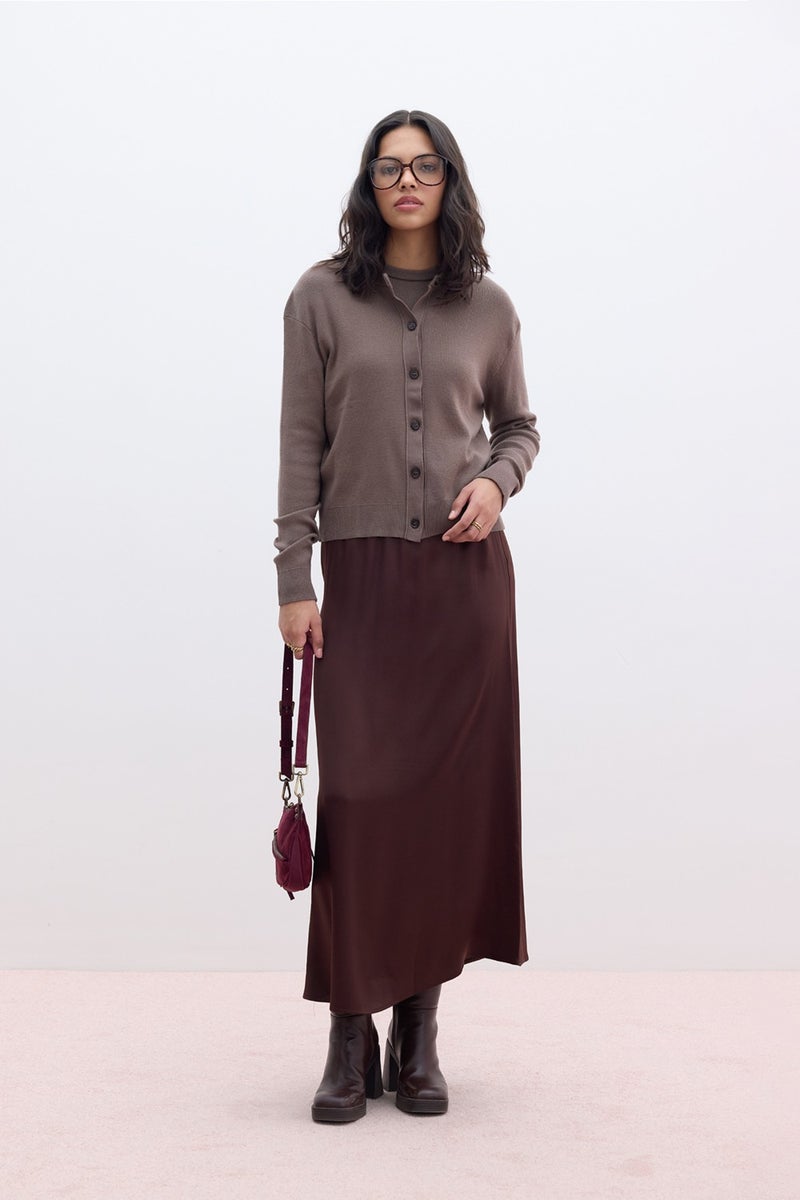 Manuka Soft Texture Knitted Cardigan Mink  - Image 2