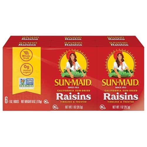SunMaid California SunDried Raisins  6 Pack 1 oz SnackSize Box  Dried Fruit for Healthy Snacks School Lunches and Natural Sweeteners - Image 1
