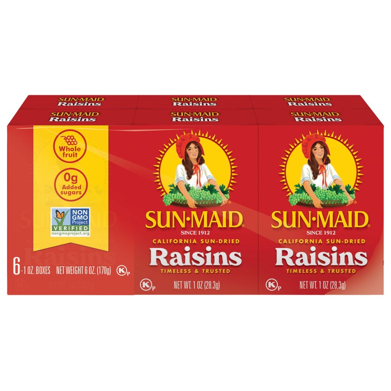 SunMaid California SunDried Raisins  6 Pack 1 oz SnackSize Box  Dried Fruit for Healthy Snacks School Lunches and Natural Sweeteners - Image 3