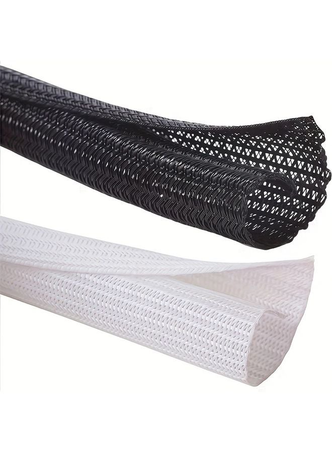 78 Inch 19mm Black Split Cable Sleeve Durable Polyester Wire Organizer for Desk PC TV Phone Cords - Image 2