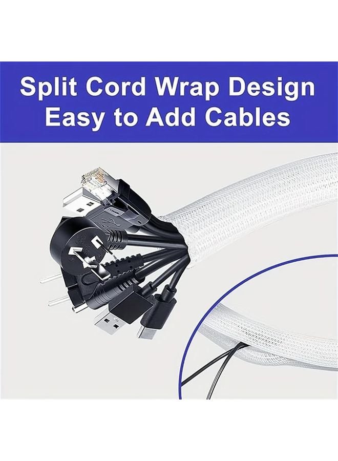 78 Inch 19mm Black Split Cable Sleeve Durable Polyester Wire Organizer for Desk PC TV Phone Cords - Image 4