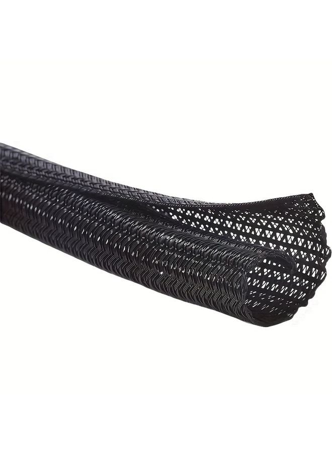 78 Inch 19mm Black Split Cable Sleeve Durable Polyester Wire Organizer for Desk PC TV Phone Cords - Image 1