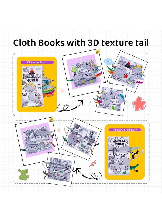 KolorFish Cloth Book Touch And Feel Crinkle Tail Book For Infant Babies 0-3-6-9-12-18 Months, Early Educational Preschool Learning Interactive Soft Toys (Pack Of 4) Large, Multicolor - Image 3