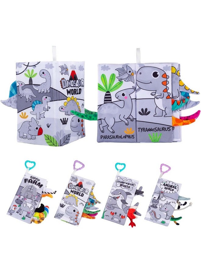 KolorFish Cloth Book Touch And Feel Crinkle Tail Book For Infant Babies 0-3-6-9-12-18 Months, Early Educational Preschool Learning Interactive Soft Toys (Pack Of 4) Large, Multicolor - Image 1