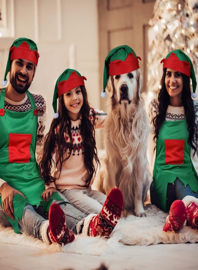 JOVITEC 6 Pieces Christmas Apron and Hat Set, Christmas Costume Apron and Hat for Xmas Party Supplies(Green,Classic Elf) - Image 4
