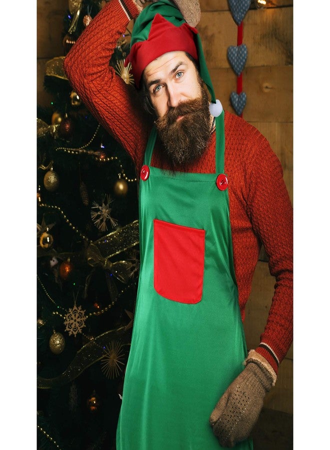 JOVITEC 6 Pieces Christmas Apron and Hat Set, Christmas Costume Apron and Hat for Xmas Party Supplies(Green,Classic Elf) - Image 3