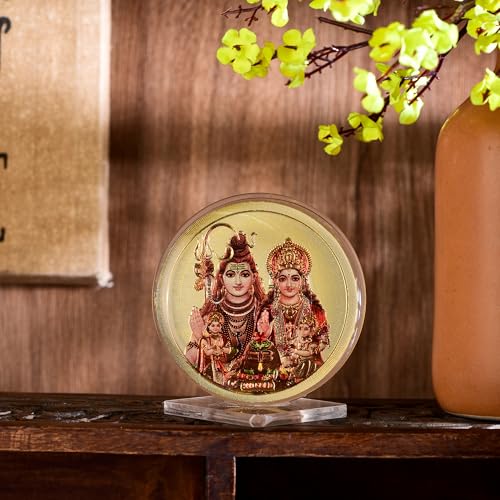 DHRUVS COLLECTION Gold Plated Shiv & Parvati Ji Idol 3D Acrylic Photo Frame Stand for Home Decor, Car Dashboard, Office Table, Pooja, Temple, Workplace, Housewarming Gift (8 x 5.5 Centimeters) - Image 4
