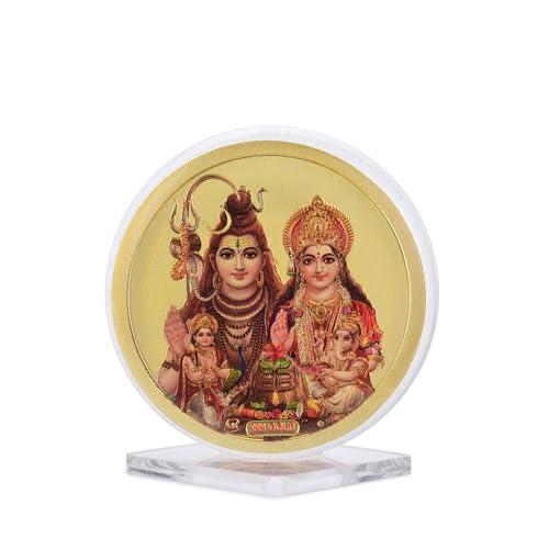 DHRUVS COLLECTION Gold Plated Shiv & Parvati Ji Idol 3D Acrylic Photo Frame Stand for Home Decor, Car Dashboard, Office Table, Pooja, Temple, Workplace, Housewarming Gift (8 x 5.5 Centimeters) - Image 1