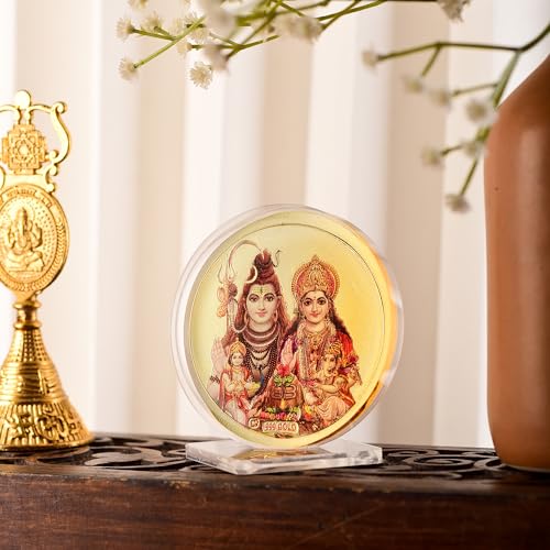 DHRUVS COLLECTION Gold Plated Shiv & Parvati Ji Idol 3D Acrylic Photo Frame Stand for Home Decor, Car Dashboard, Office Table, Pooja, Temple, Workplace, Housewarming Gift (8 x 5.5 Centimeters) - Image 3