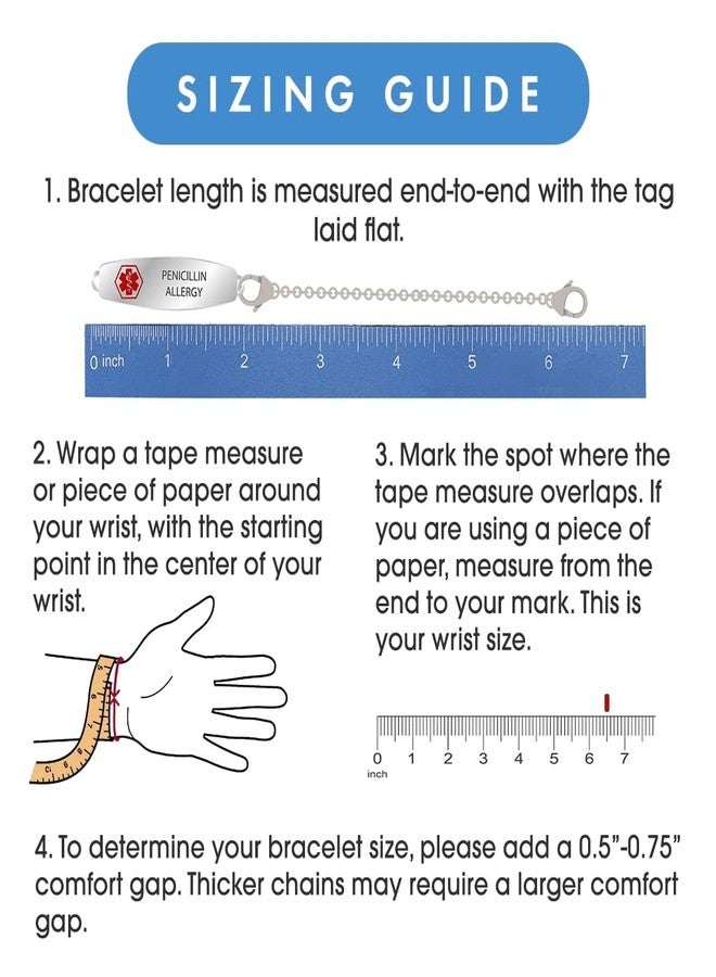 Divoti Medical Alert ID Bracelet for Women, Customizable Alert ID Bracelet with Engraving, Stylish & Comfortable Design, Adjustable Changing Mood Beaded Chain-Deep Blue/7.75" - Image 5