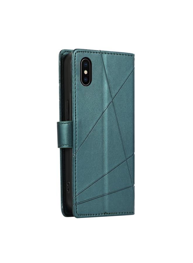 اس-توب جراب لهاتف iPhone XS Max مصنوع من جلد البولي يوريثان الأصلي ومزخرف بخطوط منقوش - Image 3