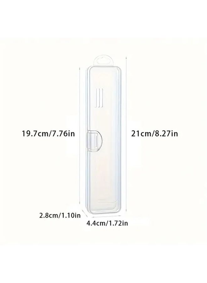 4 Pcs Transparent Flip Top Storage Box Portable Lightweight Plastic Organizer For Makeup Brushes Cutlery Toothbrushes Straws Travel And Home Use - Image 3
