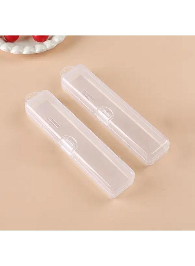 4 Pcs Transparent Flip Top Storage Box Portable Lightweight Plastic Organizer For Makeup Brushes Cutlery Toothbrushes Straws Travel And Home Use - Image 5