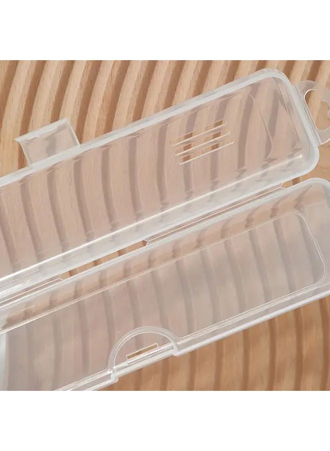 4 Pcs Transparent Flip Top Storage Box Portable Lightweight Plastic Organizer For Makeup Brushes Cutlery Toothbrushes Straws Travel And Home Use - Image 4