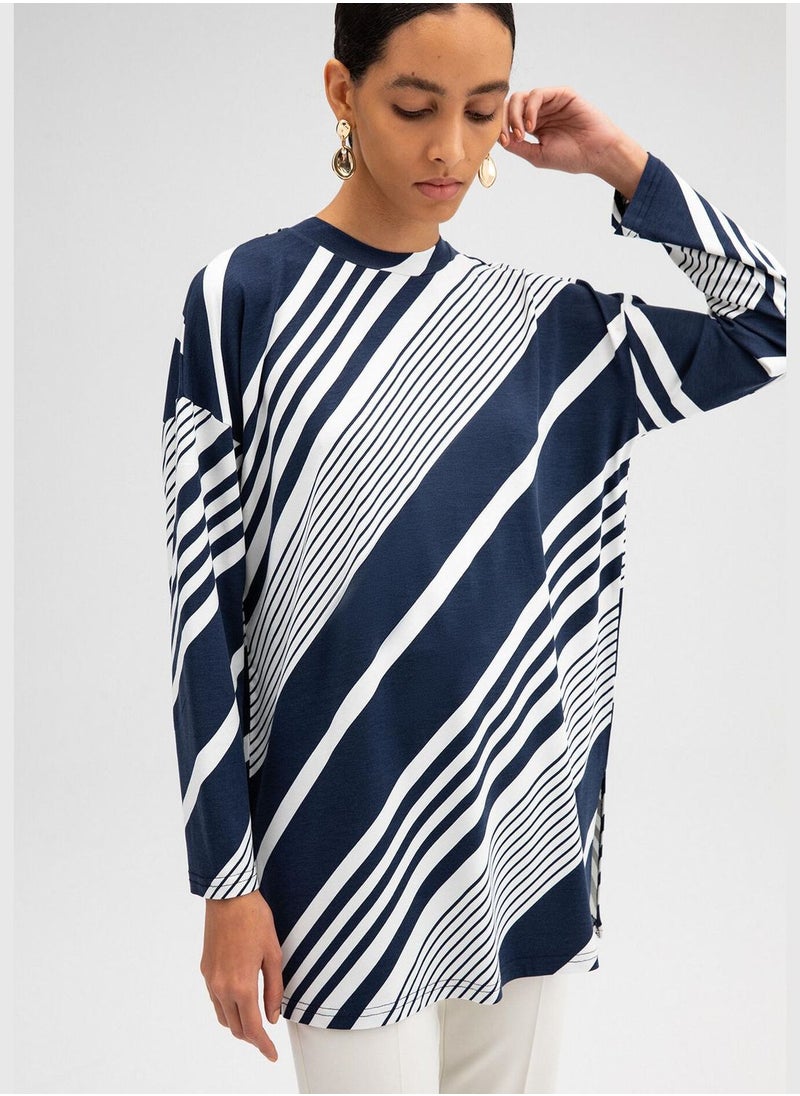 Touche - STRIPED KNIT TUNIC - Image 1