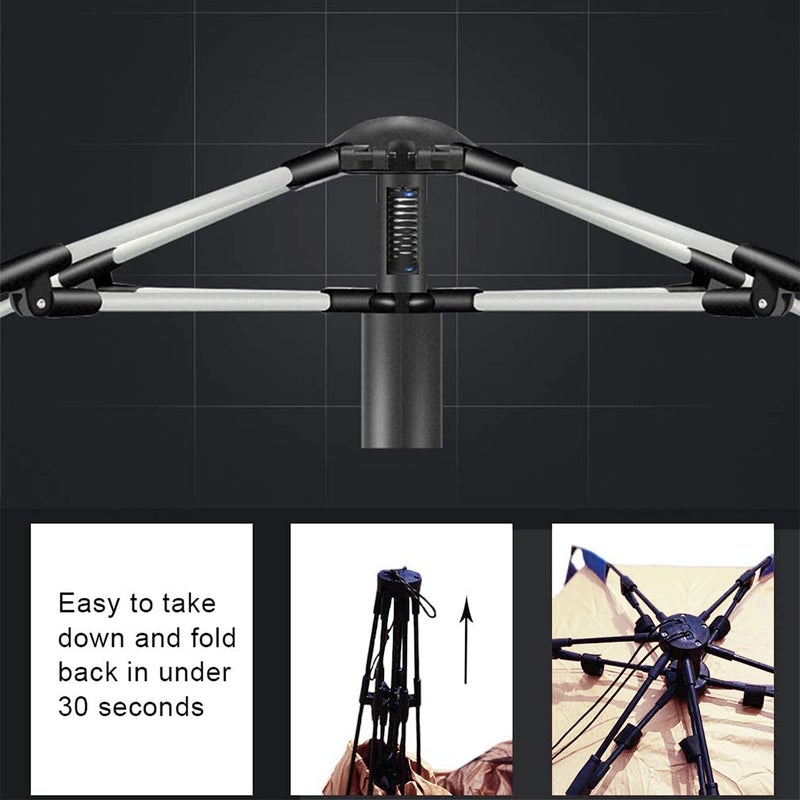 Oileus X-Large 4 Person Beach Tent Sun Shelter - Portable Sun Shade Instant Tent for Beach with Carrying Bag, Stakes, 6 Sand Pockets, Anti UV for Fishing Hiking Camping, Waterproof Windproof, Khaki - Image 3
