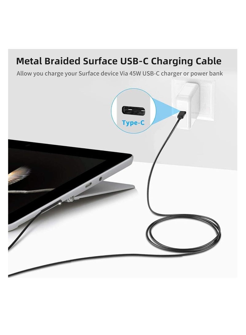 Nylon Braided Charging Cable for Microsoft Surface Pro 6/5/4/3 Laptop 4/3/2/1, Must Work with 65W 15V USB-C Charger (Black) - Image 2