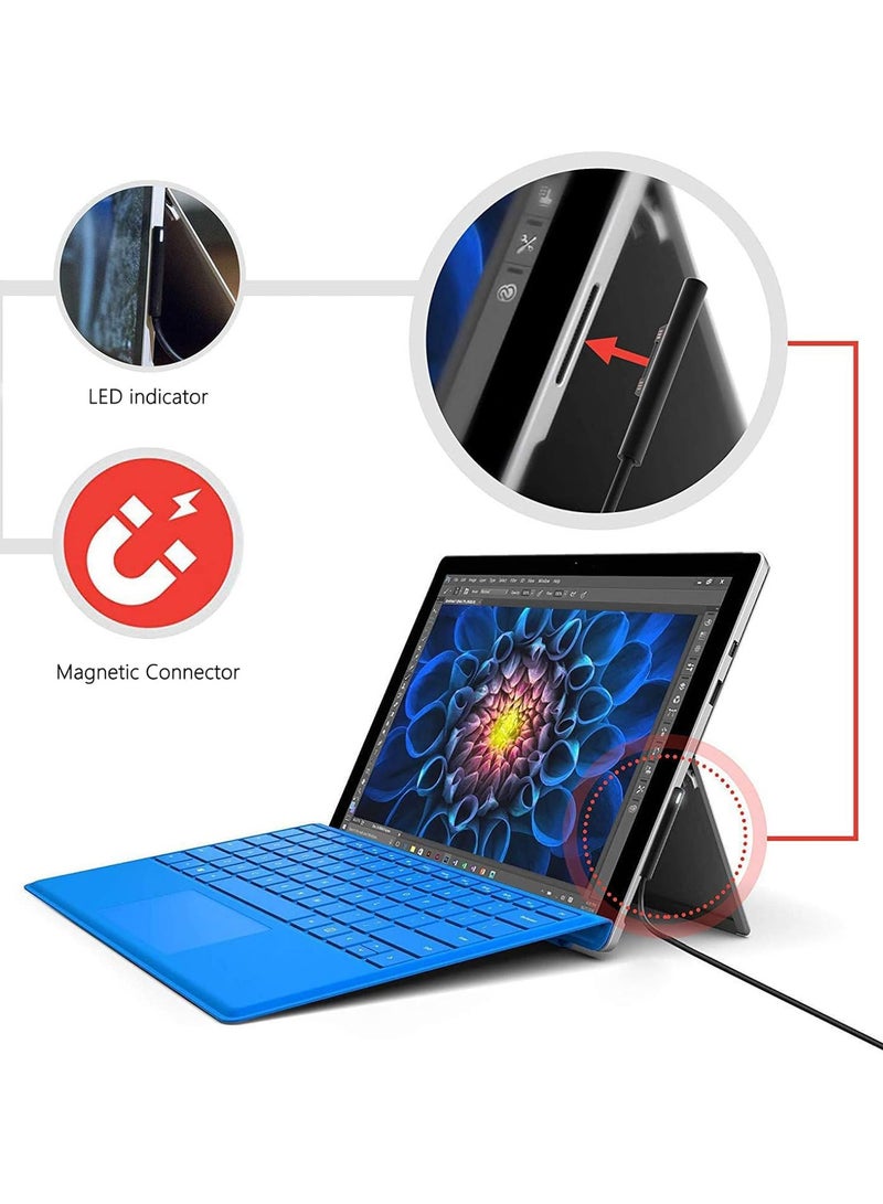 Nylon Braided Charging Cable for Microsoft Surface Pro 6/5/4/3 Laptop 4/3/2/1, Must Work with 65W 15V USB-C Charger (Black) - Image 3