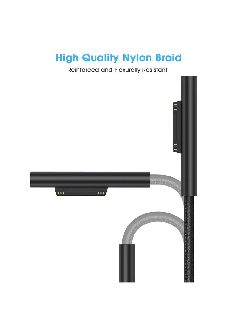 Nylon Braided Charging Cable for Microsoft Surface Pro 6/5/4/3 Laptop 4/3/2/1, Must Work with 65W 15V USB-C Charger (Black) - Image 4