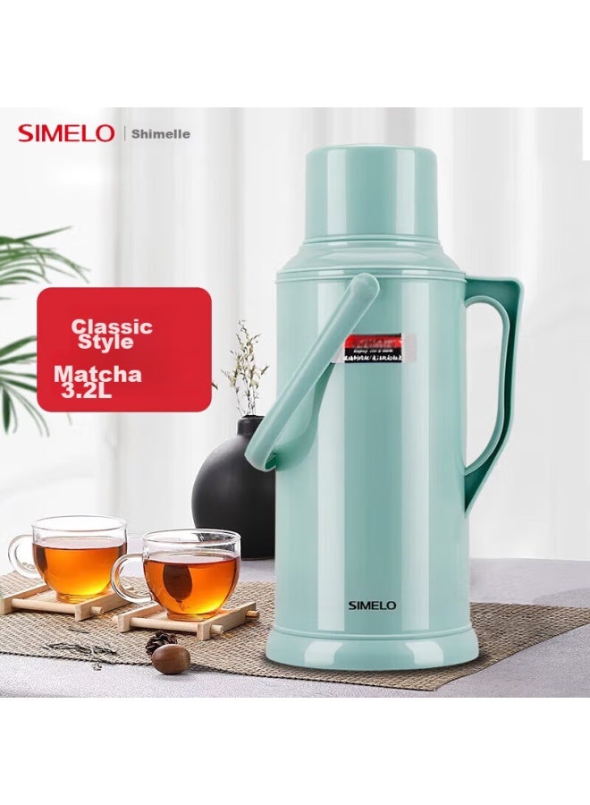 Simelo Insulated Pitcher, Large Capacity Glass Inner Liner, Hot Water Kettle, Dormitory Thermos, Water Bottle, Hot Water Bottle, Green, 3.2l - Image 1