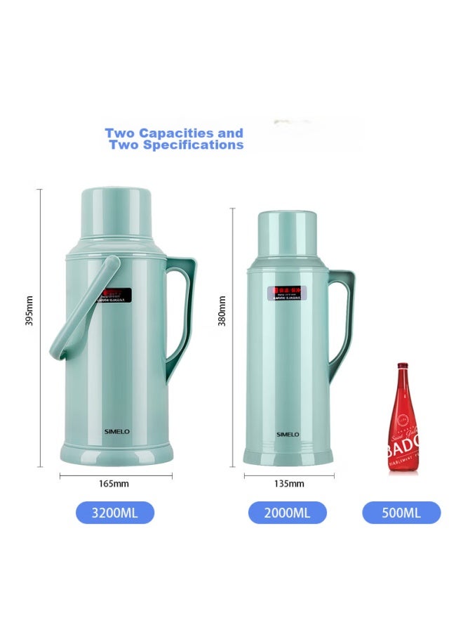 Simelo Insulated Pitcher, Large Capacity Glass Inner Liner, Hot Water Kettle, Dormitory Thermos, Water Bottle, Hot Water Bottle, Green, 3.2l - Image 5