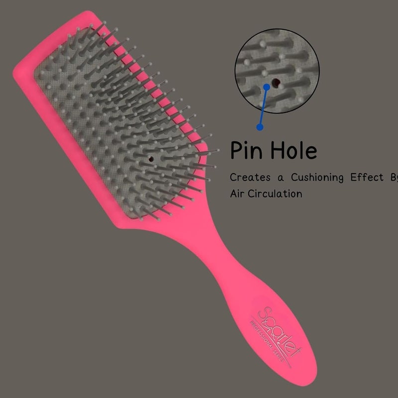 Scarlet Line Large Paddle Hair Brush with Plastic Handle Air Cushion Paddle Brush with Ball Tip Nylon Bristles Styling n StraighteningPink Color - Image 2