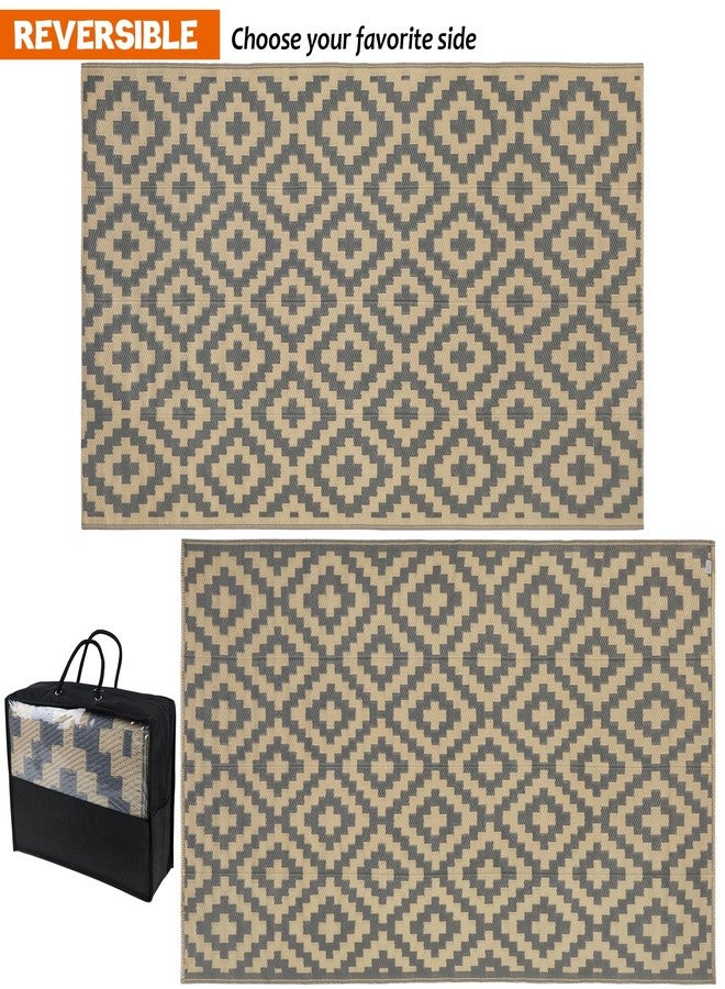 SAND MINE Reversible Mats, Plastic Straw Rug, Modern Area Rug, Large Floor Mat and Rug for Outdoors, RV, Patio, Backyard, Deck, Picnic, Beach, Trailer, Camping, Grey & Tan, 5' x 8' - Image 2