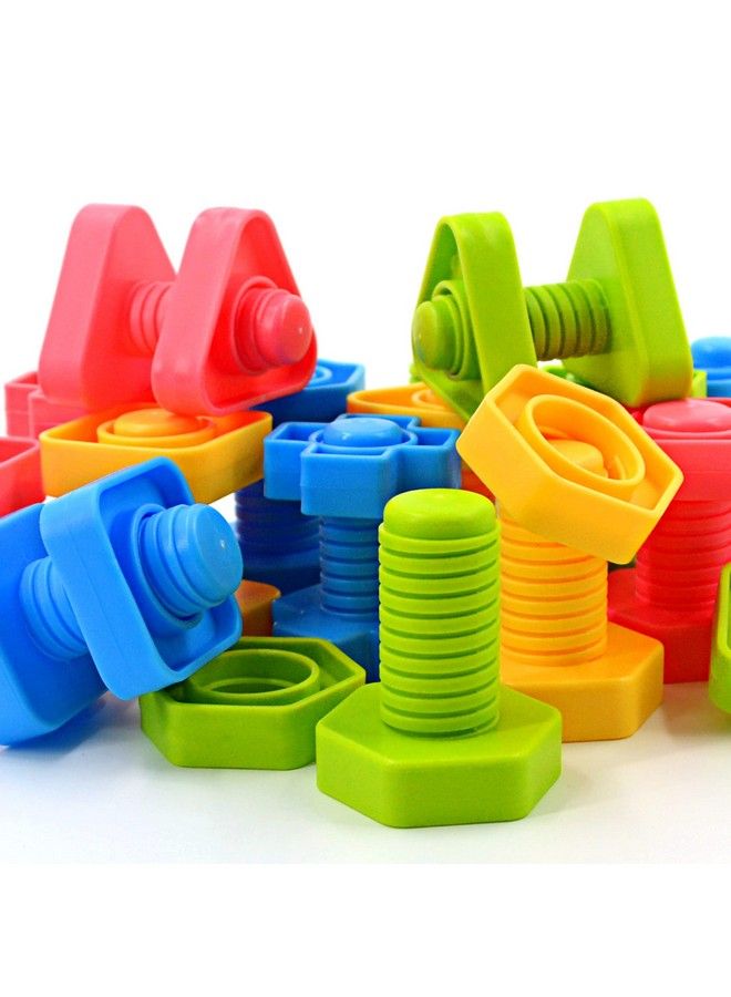 32 قطعة من أشكال الصواميل والمسامير وألعاب التكديس وفرز الألوان والسيقان وألعاب التعلم والبناء والبناء من مونتيسوري للأطفال لعبة مطابقة لمرحلة ما قبل المدرسة ومهارات الحركة الدقيقة للأطفال - Image 1