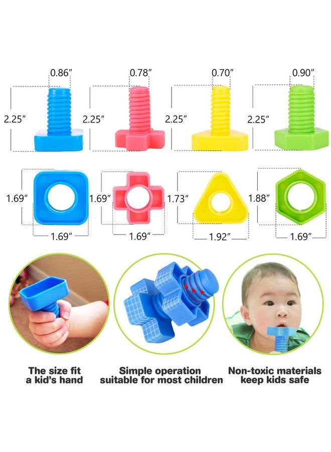 32 قطعة من أشكال الصواميل والمسامير وألعاب التكديس وفرز الألوان والسيقان وألعاب التعلم والبناء والبناء من مونتيسوري للأطفال لعبة مطابقة لمرحلة ما قبل المدرسة ومهارات الحركة الدقيقة للأطفال - Image 4